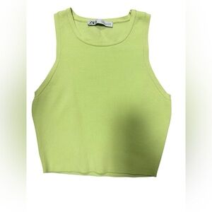 Zara Knit Crop Top Lime Green